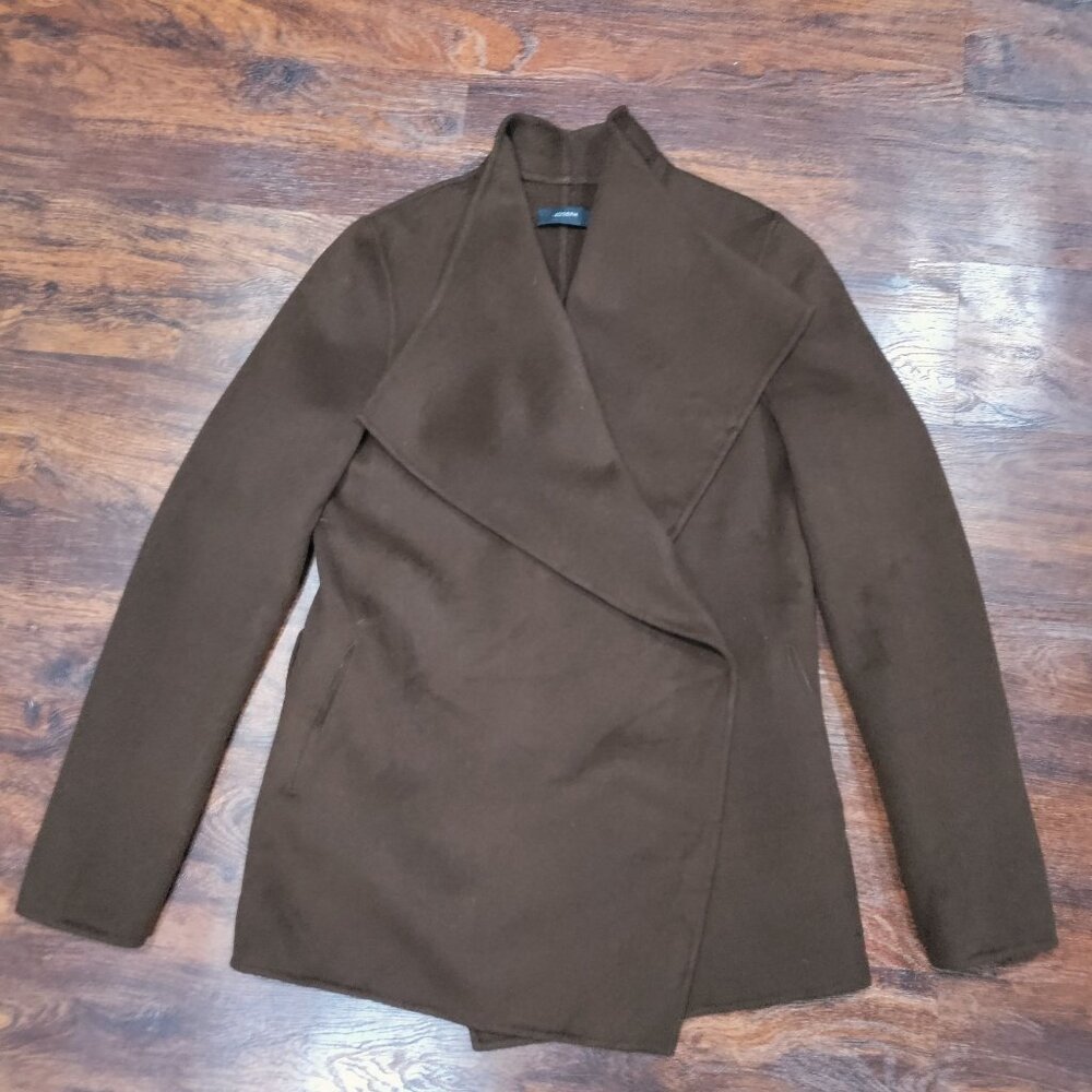 Joseph Brown Open Front Asymmetrical Cashmere Wool Lisa Jacket Women's Size M - Picture 2 of 14